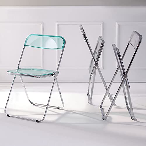 Stackable Transparent Dining Chair - Metal Frame, Plastic Accent Chair for Kitchen, Living Room, Bedroom - Space Saving, Stylish Design，Green 47x48x76cm(19x19x30inc - color: Green