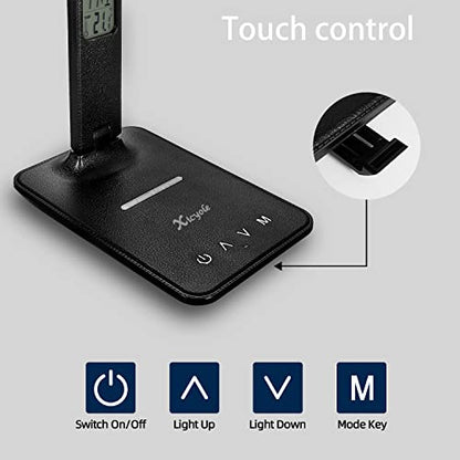 Desk lamp,LED Lamp with Wireless Charger,USB Charger Port,Touch Control,3 Color Modes,5 Brightness Levels,Eye-Protecting Table Lamp,Led Lights for Bedroom,Home,Office,Black
