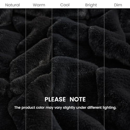 Cozy Bliss Deluxe Sheared Rabbit Faux Fur Throw Blanket, Soft Fuzzy High-Low Sculpted Plush Blanket for Couch, Cozy Home Accent, All Season Use, Black 50"x60" - color: Stripe - Black, size: Throw(50" x 60")