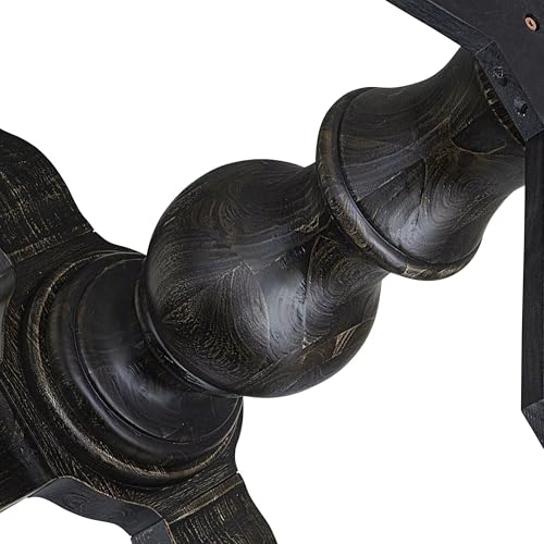 FE5-11-TP - Dining Room Table with Acacia Wood Round Tabletop, Sand Blasted Black Finish - color: Sand Blasted Black, size: 48x48 Inch