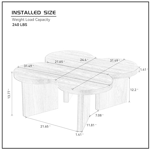 Nesting Coffee Table Set of 2 for Living Room, Couch/Bedroom Side, Butterfly Shaped Unique Cute, 31.49" Wood Irregular Fun Center Table for Small Space - Oak - color: 31.5"&31.5"-oak