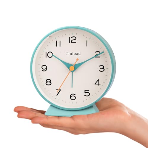 Tinload 4.5" Battery Operated Retro Analog Alarm Clock, Small Silent Bedside Desk Clock,Lighted on Demand, Battery Operated, Snooze, for Living Room, Bedroom, Bedside, Desk(Green) - color: Z-green
