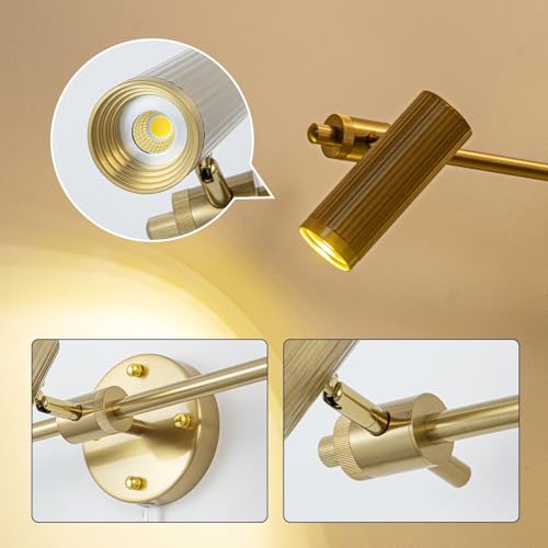 Modern Gold 3-Light Plug-in 31.1" Wall Sconce Light, 1 Pack | 3-Light Vanity Wall Lamp Picture Art Light Brass Wall Mount Lighting Fixture for Living Room, Bathroom & Bedside - color: B-Gold