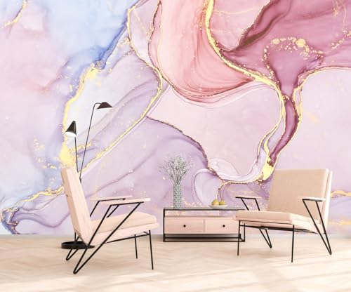 Pink Marble Wallpaper Mural Peel and Stick 137"x100" | Girls Room Bedroom - color: ZZ-019, size: 137" x 100"