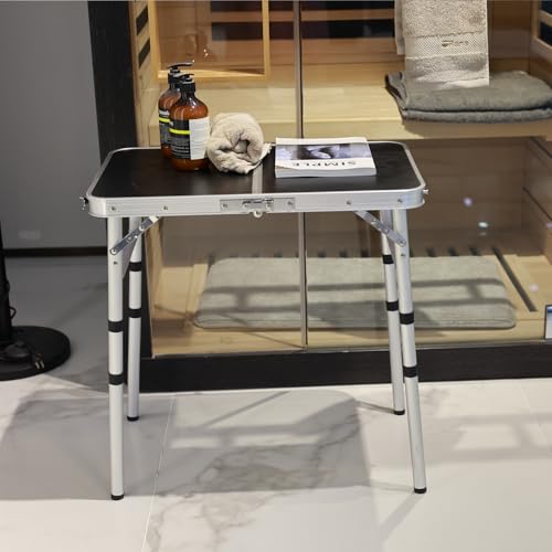 Portable Camping Table, Adjustable Height Aluminum Folding Table, Lightweight & Compact, Outdoor Picnic Table for Camping, Hiking, Beach, BBQ, Travel - color: Black