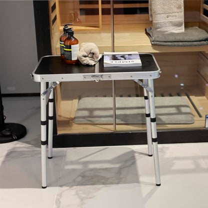 Portable Camping Table, Adjustable Height Aluminum Folding Table, Lightweight & Compact, Outdoor Picnic Table for Camping, Hiking, Beach, BBQ, Travel - color: Black