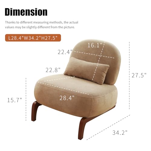 Modern Velvet Armless Accent Chair with Solid Wood Legs, Upholstered Single Lounge Chair, Comfy Reading Chair for Living Room, Bedroom & Reading Nook (Camel + Fabric, 2 Pack, Solid Wood) - color: Camel + Fabric, size: 2 Pack