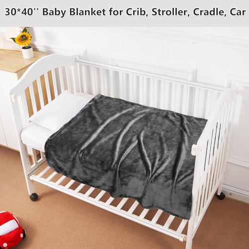 Lukeight Baby Blanket Fleece Toddler Blankets for Boys and Girls, Soft Cozy Fluffy Small Baby Newborn Blankets for Crib, Stroller, Travel and Bed (Grey, 30x40 Inches) - color: Solid Grey, size: 30 in x 40 in