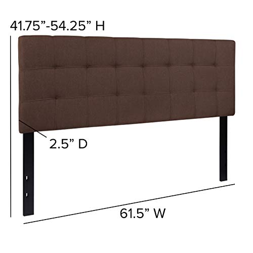 EMMA + OLIVER Dark Brown Queen Quilted Tufted Headboard | Adjustable Bed Rail Slots, Fabric Upholstered - color: Dark Brown, size: Queen