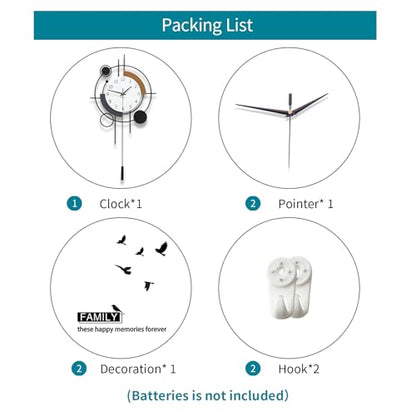Large Wall Clock for Living Room Decor Modern Silent Analog Clock | Battery Operated Non Ticking for Bedroom Office Kitchen Classroom Bathroom Home Decorative Pendulum Unique Clock 13.8*23.6 in - size: 14x24 in