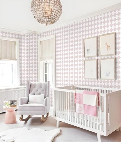 Safiyya Pink Wallpaper Geometric Checkered Peel and Stick Wallpaper Self Adhesive Removable Contact Paper Pink Check Wall Paper for Bedroom Nursery Room Cabinet 78.7"x 17.3" - color: Pink, size: 17.3" x 78.7"