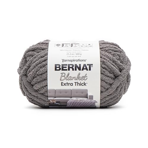 Bernat Blanket Extra Thick Dark Gray Yarn - 1 Pack of 21.12oz/598.74g - 100% Polyester - #7 Jumbo - 72 Yards - Chunky Yarn for Hand Knitting, Crocheting, Crafts & Amigurumi - color: Dark Gray, size: 1 Pack, style: Extra Thick