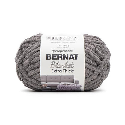 Bernat Blanket Extra Thick Dark Gray Yarn - 1 Pack of 21.12oz/598.74g - 100% Polyester - #7 Jumbo - 72 Yards - Chunky Yarn for Hand Knitting, Crocheting, Crafts & Amigurumi - color: Dark Gray, size: 1 Pack, style: Extra Thick