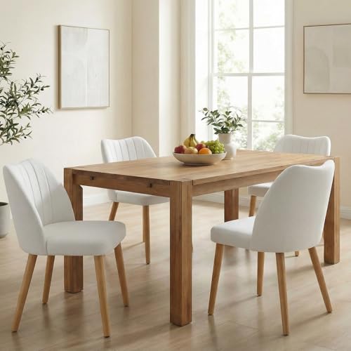 GarveeHome Dining Chairs Set of 4 with Cozy Backrest/Wooden Legs | Dining Chairs Set of 4 with Cozy Backrest/ Wooden Legs No tools Needed - color: Stripes White-natural Legs