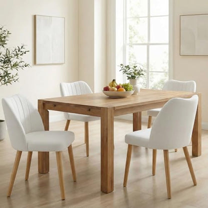 GarveeHome Dining Chairs Set of 4 with Cozy Backrest/Wooden Legs | Dining Chairs Set of 4 with Cozy Backrest/ Wooden Legs No tools Needed - color: Stripes White-natural Legs