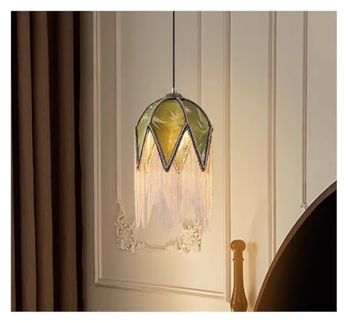 Chandelier, V-intage Tassel headboard Pendant Light, French Cloth lampshade, Bedroom Small Chandelier Apartment Room Ceiling Lighting(Warm) - size: Warm