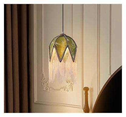 Chandelier, V-intage Tassel headboard Pendant Light, French Cloth lampshade, Bedroom Small Chandelier Apartment Room Ceiling Lighting(Warm) - size: Warm