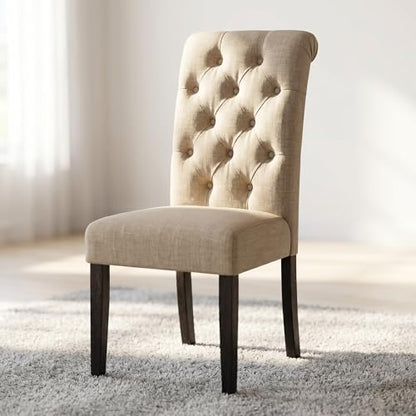 Anwick Beige Modern Accent Chair Set of 2, Mid Century Upholstered Living Room Chair with Wood Legs, Comfy Small Accent Chair with Back for Small Spaces, Office, Bedroom, Reading Spaces (Beige) - color: Beige