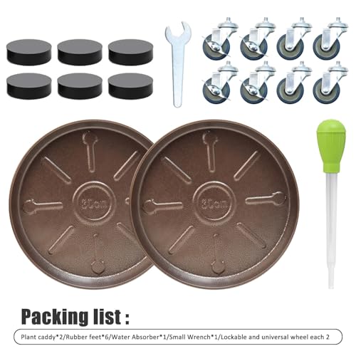2 Pack 12.2 Inch Metal Plant Caddy With Lockable Wheels,Plant Stand Dolly for Heavy Planter,Wheeled Planter Saucer Tray,Rolling plant stand,Heavy-Duty Plant Caddy for Indoor and Outdoor(Copper) - color: Copper, size: 12.2 INCH 2PACK