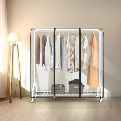 Zilink Clear Garment Rack Cover Garment Bags Fur Coat Storage Bag 60 in | Waterproof, Dustproof, Breathable, 2 Durable Zippers, Clothes Rack Cover Wardrobe Cover for Garment Rack (Rack Not Included) - size: 60"L x 20"W x 60"H - Clear