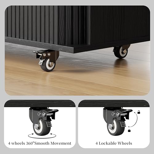 DHH Rolling Kitchen Island with Drop Leaf Countertop&Ample Storage - 39.4" Small Mobile Kitchen Cart On Wheels with Sliding Door,Drawers,Spice Rack & 2-Tier Storage(Black) - color: Black
