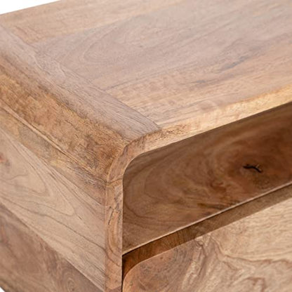 Kate and Laurel Kato Transitional Wood Floating Side Table with Drawer, 18 x 10 x 9, Natural Brown, Modern Wooden Floating Nightstand for Bedroom Bedside Table - color: Natural