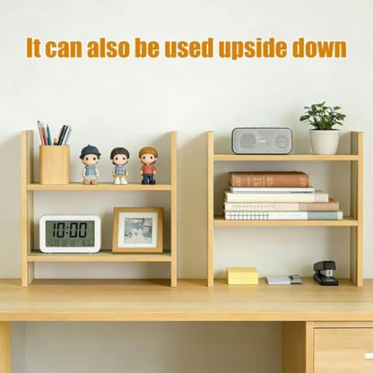 Desktop Organizer Shelf - 16.4" Small Dorm Desk Hutch, Easy Assembly | 2 Tiered Wood Shelf for Desk, 16.4in