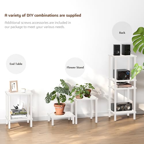 TUTOTAK End Table with Charging Station, Side Table Set of 2, Nightstand | 2-Tier Storage Shelf, Bedside Table with USB Ports, Sofa Table for Small Space, Livingroom, Bedroom Marble White TB01BMW041 - color: Marble White