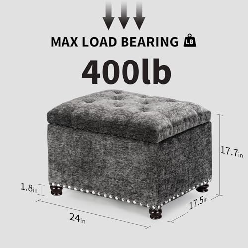 Adeco High End Dark Classy Tufted, Accents Rectangular Storage Bench Footstool, Dim Brown ttomans & Storage Ottomans Royal Olive Grey - color: Royal Olive Grey