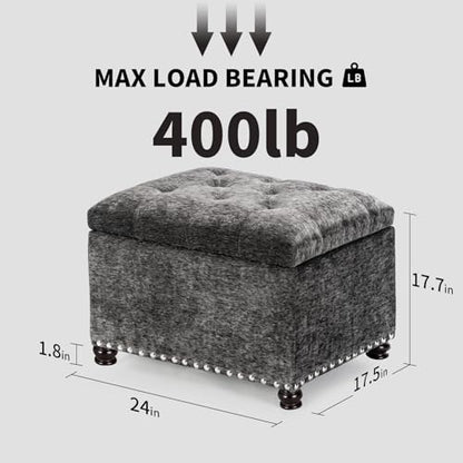 Adeco High End Dark Classy Tufted, Accents Rectangular Storage Bench Footstool, Dim Brown ttomans & Storage Ottomans Royal Olive Grey - color: Royal Olive Grey