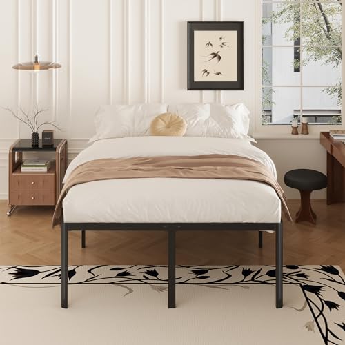 Yicensen 20 Inch Full Bed Frame Heavy Duty Full Size Platform Bed Frame with Rounded Corner Legs No Box Spring Needed, Easy Assembly, Noise Free, Black. - size: Full, style: 20 Inch