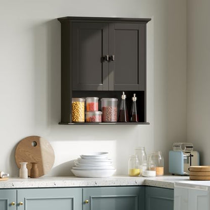 Bathroom Wall Cabinet, Over The Toilet Storage Cabinet Wall Mounted Medicine Cabinet with Build-in Spirit Level Cupboard Adjustable Shelves for Bathroom Laundry Room Kitchen, Espresso - color: Espresso