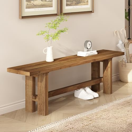 Reclaimed Solid Wood Bench, 55" Farmhouse Entryway Bench | Narrow Indoor Bench with Rustic Charm, Hallway, Kitchen, Dining, Bedroom - size: 55 Inch