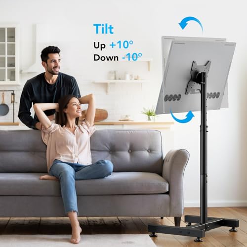 TV Floor Stand for 13-50 inch Screens Holds up to 77lbs, Tilting and Height Adjustable Monitor Floor Stand Mount,Tall Standing TV Stand for Bedroom, Dorm Room, Office, Max VESA 200x200mm - size: 13"-50" Mobile TV Stand