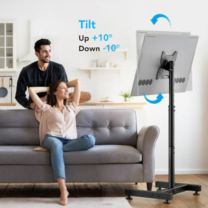 TV Floor Stand for 13-50 inch Screens Holds up to 77lbs, Tilting and Height Adjustable Monitor Floor Stand Mount,Tall Standing TV Stand for Bedroom, Dorm Room, Office, Max VESA 200x200mm - size: 13"-50" Mobile TV Stand