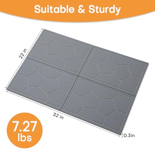 Stone Under Sink Mat,Quick Drying Diatomite Stone Kitchen Cabinet Protector Suitable for 34" x 22", Spliceable Design Super Absorbent Non-Slip Shelf Liner Pad for Bathroom Organizer and Storage