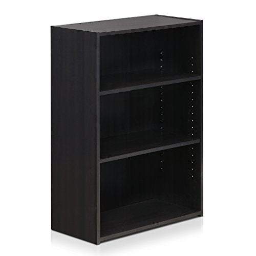 Furinno WRIGHT Book Shelf, 3-Tier Modern Bookshelf, Bookcase with Closed Back, 11.6" x 24.5" x 35.3", for Living Room, Bedroom, Home Office, Cinnamon Cherry - color: Black Espresso, size: 3-Tier