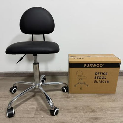 FURWOO Office Chair with Back Modern Minimalist Style 360 Swivel Stool with Wheels for Home Office Work Vanity Spa Shop Black