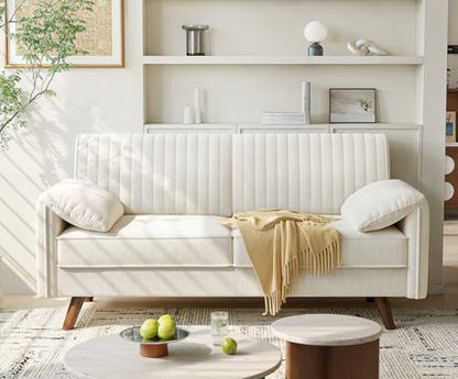 64.5" Loveseat Sofa, Chenille Loveseat Couch for Living Room, Beige | 23.2" Deep Seat Love seat with Padded Arms, Comfy Modern Small Couches for Bedroom, Small Spaces, Dorms, Office, Apartment - color: Beige