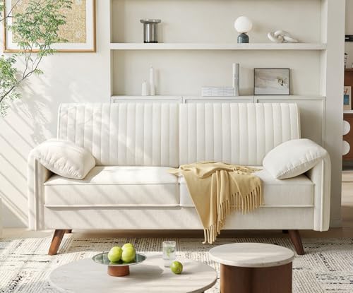 64.5" Loveseat Sofa, Chenille Loveseat Couch for Living Room, Beige | 23.2" Deep Seat Love seat with Padded Arms, Comfy Modern Small Couches for Bedroom, Small Spaces, Dorms, Office, Apartment - color: Beige