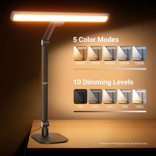 NEEWRE Basics 18" LED Video Light Bar with Base for Desk, 18W Bi Color Eye Friendly Dimmable Overhead Architect Lighting for Video Conference Zoom, 1340lux/0.5m, Touch Control/CRI95+, DL03