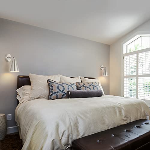 MWZ Brushed Nickel Wall Sconce Set of Two, Modern Sconces Wall Lighting Fixtures with Silver Metal Shade, Indoor Wall Mount Swing Arm Lamp for Bedroom,Bedside,Bar,Kitchen,Hallway - color: Brushed Nickel