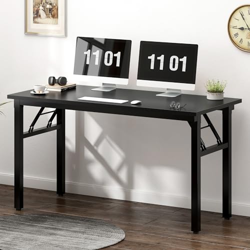 Need Computer Desk Office Desk 47 inches Folding Table with BIFMA Certification Computer Table Workstation No Install Needed, Black Brown | No-Assembly, Sturdy Foldable Desk for Home Office, Bedroom, Dorm Room, Student Study, Collapsible, Wide, Easy Stora