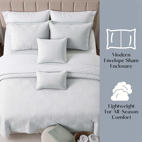 Clara Clark Quilts Twin Size - All Season Bedspread Coverlet Set, Pinsonic Weave Lightweight Bedding Set - 5 Piece Twin Quilt Set with Pillow Shams, White - Twin Diamond - color: 27 – White – Diamond, size: Twin