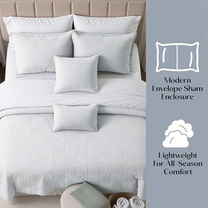 Clara Clark Quilts Twin Size - All Season Bedspread Coverlet Set, Pinsonic Weave Lightweight Bedding Set - 5 Piece Twin Quilt Set with Pillow Shams, White - Twin Diamond - color: 27 – White – Diamond, size: Twin