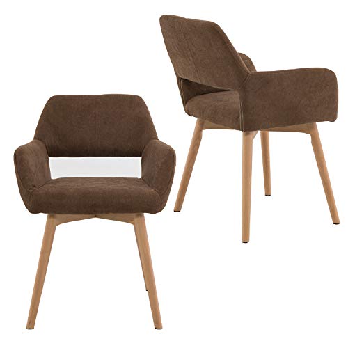 Desk Chair No Wheels Vanity Chair Comfy Accent Chair for Living Dining Room Bedroom Home Office Mid Century Modern Upholstered Armchair Sofa Chair (Brown, 1) - color: Brown