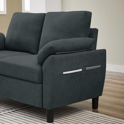 Small Loveseat Sofa, 57" Mid Century Modern Love Seat, 2 Seater Couches for Living Room, Bedroom, Small Spaces, Dark Grey - color: Dark Grey