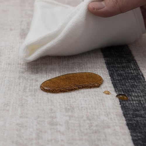 Machine Washable Area Rug Runner - Living Room Bedroom Bathroom Kitchen Entryway Office -Non-Slip Baking Low Pile Stain Resistant Premium - Modern Geometric Loki-Beige & Black 2'6" x 6' - color: Loki - Beige Black, size: 2'6" x 6' (Rectangular)