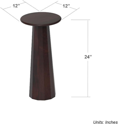 Relso Enteka Solid Mango Wood End Table – 24" Tall Accent Side Table with Walnut Finish | Handcrafted Coffee Table, No Assembly Required | Perfect for Modern Living Rooms, Farmhouses, Small Spaces - color: Enteka Walnut