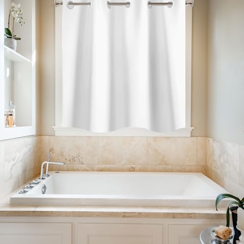 TOMOZ No Hook Bathroom Window Curtain, Narrow Short Fabric Privacy Waterproof Shower Window Curtain with Hooks, Small Window Curtains for Bathroom, Kitchen, Width 40 x Length 36 Inch - size: 40"W x 36"L (Pack of 1)